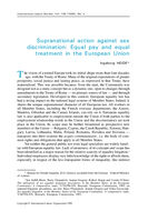 Supranational action against sex discrimination: equal pay and equal treatment in the European Union