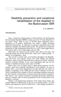 Disability prevention and vocational rehabilitation of the disabled in the Byelorussian SSR