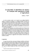 La pauvreté, la répartition du revenu et l'analyse des opérations d'aide à l'agriculture