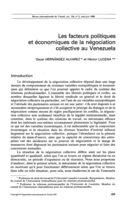 Les facteurs politiques et économiques de la négociation collective au Venezuela