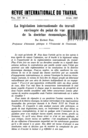 La législation internationale du travail envisagée du point de vue de la doctrine économique