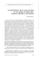 La planificación de la mano de obra en los países en desarrollo: nuevos métodos y prioridades