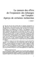 La mesure des effets de l'expansion des échanges sur l'emploi: aperçu de certaines recherches