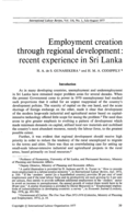 Employment creation through regional development: recent experience in Sri Lanka