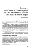 Summary: the causes of unemployment in less developed countries and some research topics