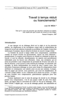 Travail à temps réduit ou licenciements?