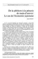 De la pléthore à la pénurie de main-d'oeuvre : le cas de l'économie japonaise
