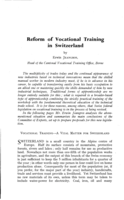 Reform of vocational training in Switzerland