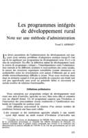 Les programmes intégrés de développement rural: note sur une méthode d' administration