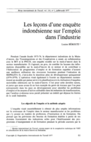 Les leçons d'une enquête indonésienne sur l'emploi dans l'industrie