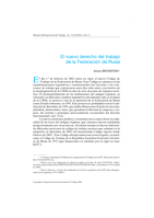 El nuevo derecho del trabajo de la Federación de Rusia