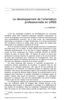 Le développement de l'orientation professionnelle en URSS