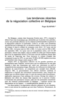 Les tendances récentes de la négociation collective en Belgique