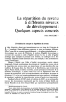 La répartition du revenu à différents niveaux de développement: quelques aspects concrets