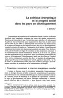 La politique énergétique et le progrès social dans les pays en développement
