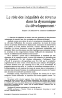 Le rôle des inégalités de revenu dans la dynamique du développement