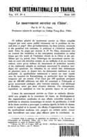Le mouvement ouvrier en Chine
