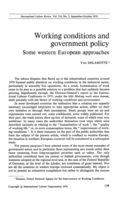 Working conditions and government policy: some western European approaches