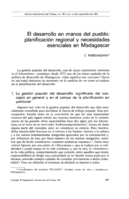 El desarrollo en manos del pueblo: planificación regional y necesidades esenciales en Madagascar