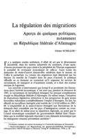La régulation des migrations: aperçu de quelques politiques, notamment en République fédérale d'Allemagne