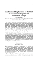 Conditions of employment of the staffs of government departments in Western Europe