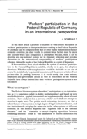 Workers' participation in the Federal Republic of Germany in an international perspective