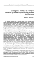L'usage du tracteur et l'emploi dans les grandes exploitations privées du Mexique