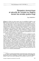 Récession économique et sécurité de l'emploi au Nigéria durant les années quatre-vingt