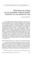 Relaciones de trabajo en las empresas multinacionales: situación en tres países de Asia
