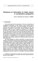 Disclosure of information to trade unions: a comparative perspective