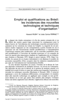 Emploi et qualifications au Brésil: les incidences des nouvelles technologies et techniques d'organisation