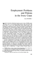 Employment problems and policies in the Ivory Coast
