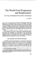 The World Food Programme and employment: ten years of multilateral food aid for development