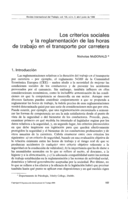 Los criterios sociales y la reglamentación de las horas de trabajo en el transporte por carretera