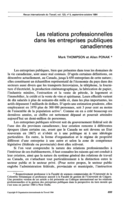 Les relations professionnelles dans les entreprises publiques canadiennes