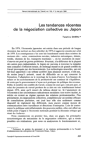 Les tendances récentes de la négociation collective au Japon