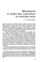 Mécanisation et emploi dans l'agriculture en Amérique latine