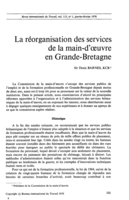 La réorganisation des services de la main-d'oeuvre en Grande-Bretagne