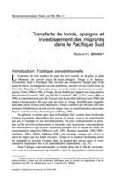 Transferts de fonds, épargne et investissement des migrants dans le Pacifique Sud