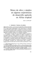 Mano de obra y empleo en algunas experiencias de desarrollo agrícola en Africa tropical