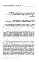 Polish workers during economic transformation: stability and change, 1984-94