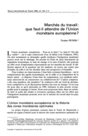 Marchés du travail: que faut-il attendre de l'Union monétaire européenne?