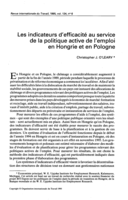 Les indicateurs d'efficacité au service de la politique active de l'emploi en Hongrie et en Pologne