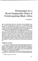 Prerequisites for a rural employment policy in french-speaking black Africa