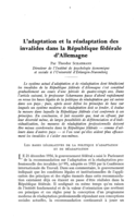 L'adaptation et réadaptation des invalides dans la République fédérale d'Allemagne