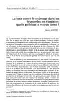 La lutte contre le chômage dans les économies en transition: quelle politique à moyen terme?