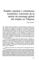 Empleo, equidad y crecimiento económico: lecciones de la misión de estrategia global del empleo en Filipinas