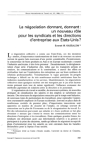 La négociation donnant, donnant: un nouveau rôle pour les syndicats et les directions d'entreprise aux Etats-Unis?