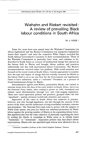 Wiehahn and Riekert revisited: a review of prevailing Black labour conditions in South Africa