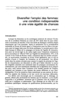 Diversifier l'emploi des femmes: une condition indispensable à une vraie égalité de chances